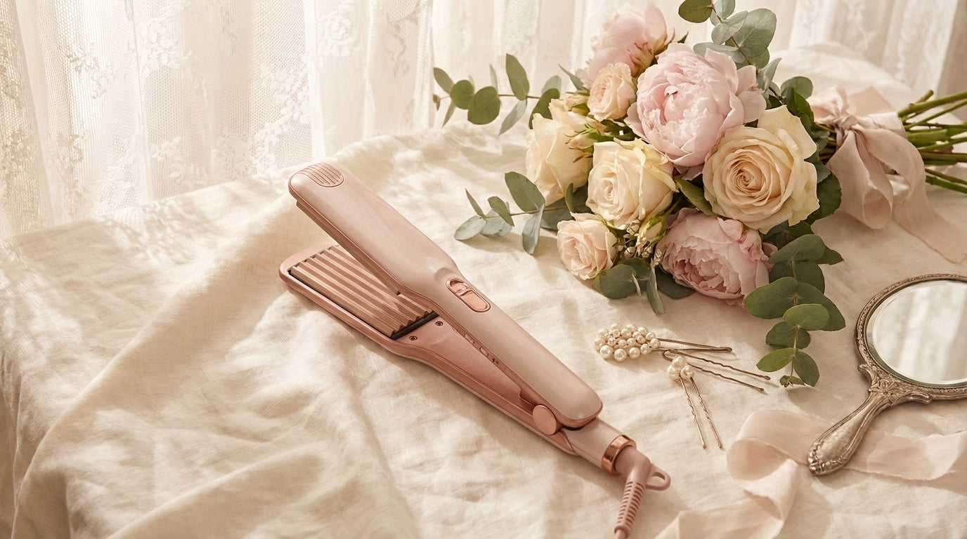 FIFN hair crimper on bridal summer vanity